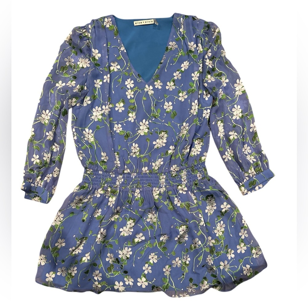 Alice + Olivia Blue Floral Mini Dress